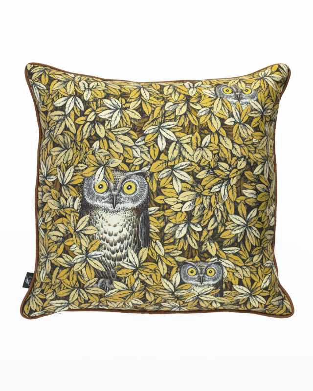 Silk Cushion Civette Owls In Flowers